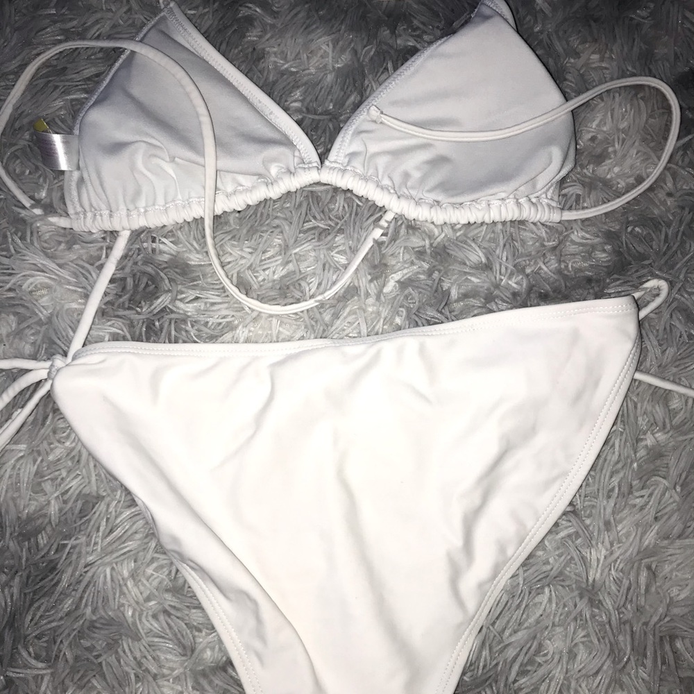 White two piece bathing suit